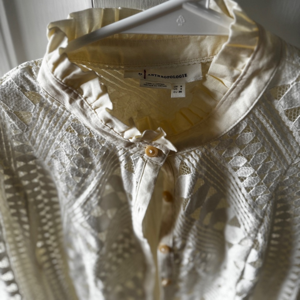 Anthropologie Ivory Textured Blouse